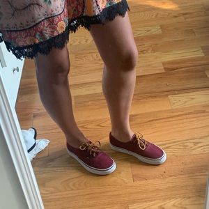 Maroon vans w/ Leather Laces NWOT